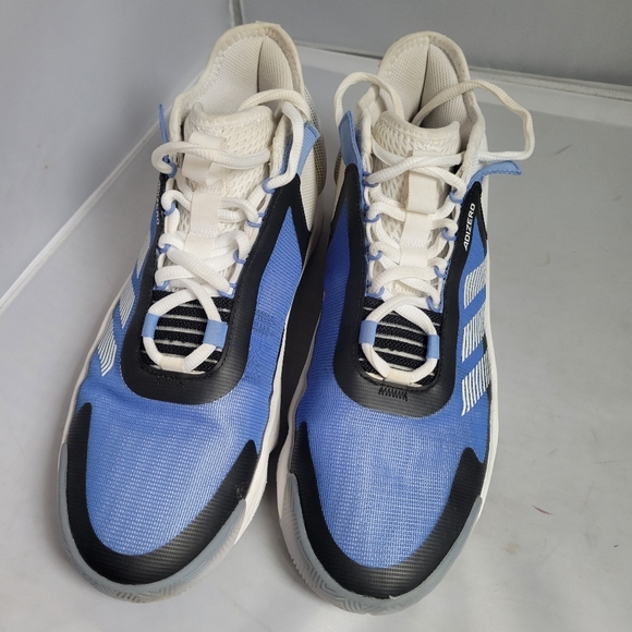 adidas adizero Basketball Shoe Men's White/Blue Size 11.5 - Picture 2 of 6
